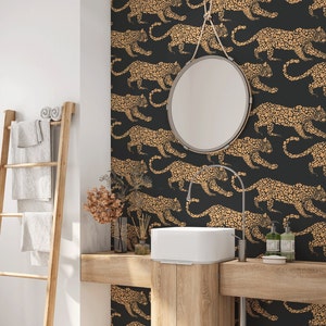 Peel and stick wallpaper. Removable Wallpaper. Leopard Wallpaper. Cheetah wallpaper. Animal print wallpaper. peel and stick wallpaper.