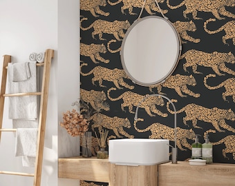 Peel and stick wallpaper. Removable Wallpaper. Leopard Wallpaper. Cheetah wallpaper. Animal print wallpaper. peel and stick wallpaper.