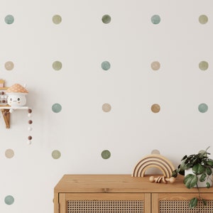 Earth dots fabric wall decal, Nursery wall decor, reusable stickers kids nursery playroom, kid room, 2 inch, Natural colored dot decals