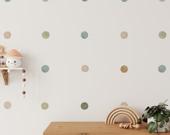 Décalcomanie murale en tissu à pois, décoration murale pour chambre d'enfant, autocollants réutilisables pour salle de jeux pour chambre d'enfants, chambre d'enfant, 2 pouces, décalcomanies à pois de couleur naturelle