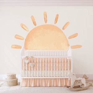 Watercolor Sun Wall Decal | wall decal , Sun decal, Bohemian Wall Decals Vintage Nursery Sunshine Wall Decals Half Circle Decal, Arch Decal