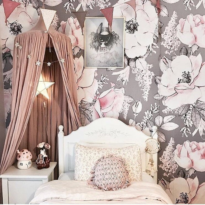 Dusty Rose Baby Girl Wallpaper wallpaper Nursery Decor Etsy