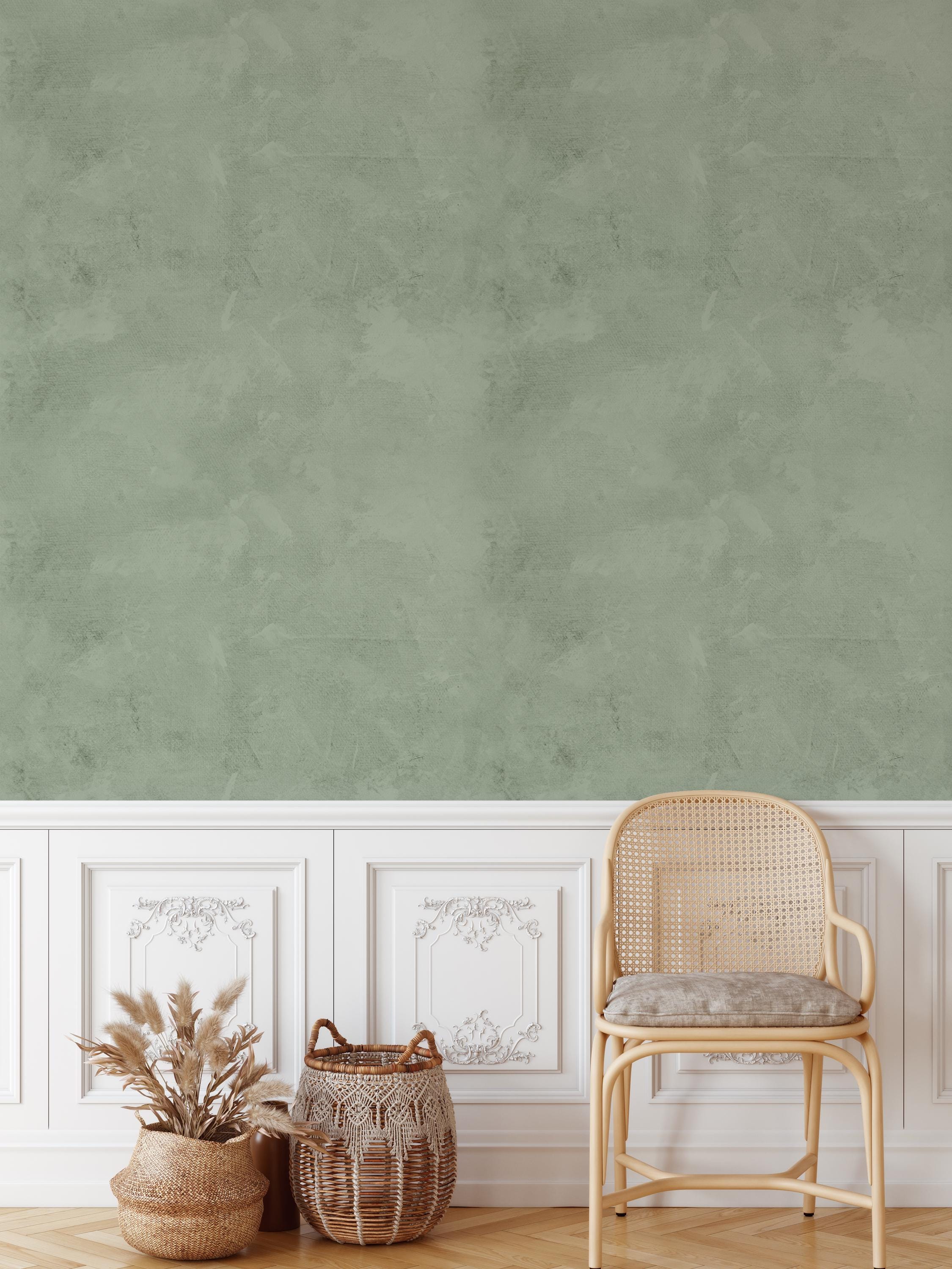 Sage Green Limewash Wallpaper, Peel stick, removable wallpaper for all home decor styles, Aesthetic Wallpapers. Faux Texture Wallpaper