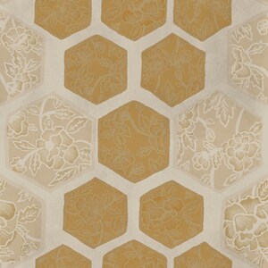 Waben Blumen Wallpaper | Tapete abziehen und aufkleben | Abnehmbares für Interior Design | Tapete für Badezimmer | Abnehmbar | Designer Decor
