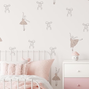Einfache Ballerina Wandtattoos | Mädchen Raum Dekor | Umriss Ballerina Aufkleber | Abnehmbare Abziehbilder für Ballett-Themed Schlafzimmer | Einfaches DIY Dekor