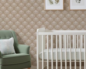 Brown Prairie Floral Wallpaper, Vintage Floral Wallpaper, Neutral Botanical Wallpaper, Cottage Wallpaper, Peel and Stick Wallpaper