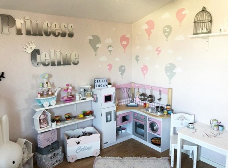 Pink Hot Air Balloon Decor Girls Cloud Decals Large Pink Hot Etsy