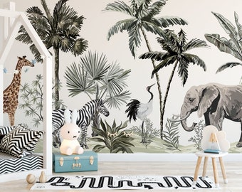 Jungle Safari Animal Wall Mural - Removable Wallpaper