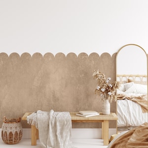 Textured Limewash Scallop Border, Peel and Stick Wall Panel, Neutral Half Wall Decal, Easy Wall Accent, Nursery Wall Panel, DIY Room Decor