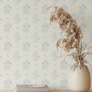 Duck Egg Blue Floral Wallpaper. Wallpaper for Walls. Vintage Cottagecore. Wallpaper. Blue Wallpaper. Peel and Stick Wallpaper. Traditional.