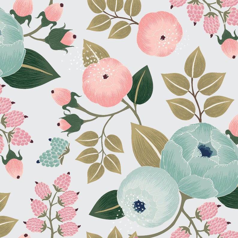 Blossom Wallpaper Removable Wallpaper Baby Girl Nursery Etsy