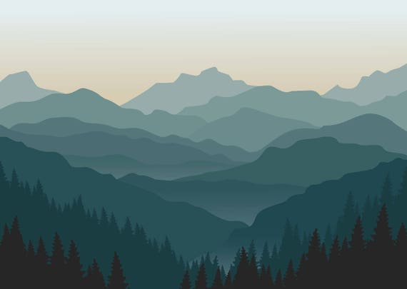Mountain Mural Misty Mountain Wallpaper Foggy Mountain Etsy Mountain Mural Misty Mountain Wallpaper Foggy Mountain Etsy