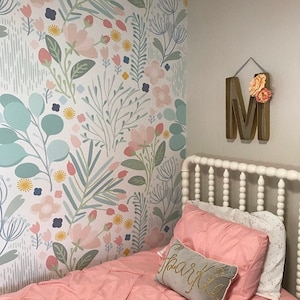 Spring Wallpaper  - Floral Wallpaper - Mint Decor - Nursery - Office Decor -