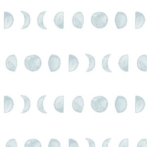 Tarina Wallpaper Peel and Stick Wallpaper Moon Phases Removable Wallpaper Blue Decor Moons Nusery Decor image 4