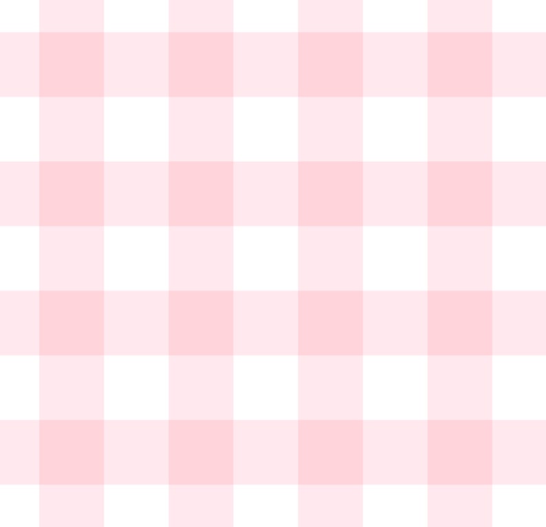 May include: A repeating gingham pattern featuring a grid of alternating light pink and white squares. The design consists of uniform, intersecting horizontal and vertical lines that create a consistent, symmetrical checkerboard effect across the surface.