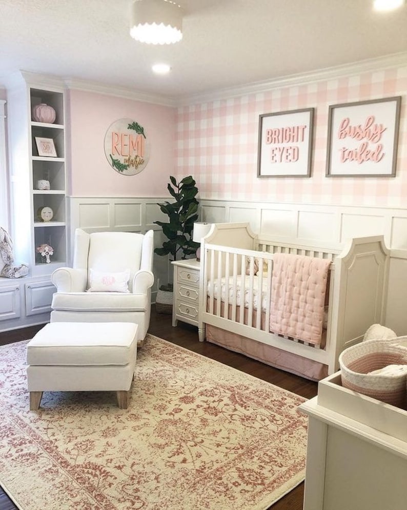 Pink Gingham Wallpaper Peel and Stick Wallpaper Removable Etsy