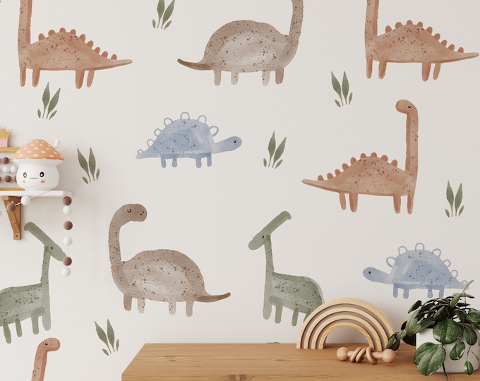 Watercolor Dinosaur Decals / T-Rex Dino Decor / Removable Dinosaurs / Boy Room / Dinosaur Stickers / Dinosaur Peel and Stick / Nursery Decor