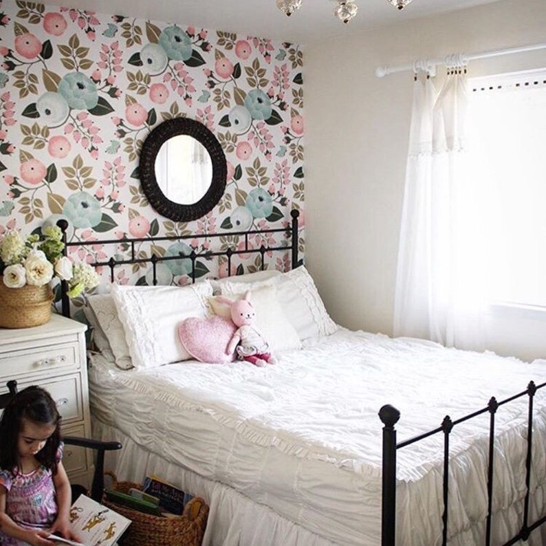 Blossom Wallpaper Removable Wallpaper Baby Girl Nursery Etsy