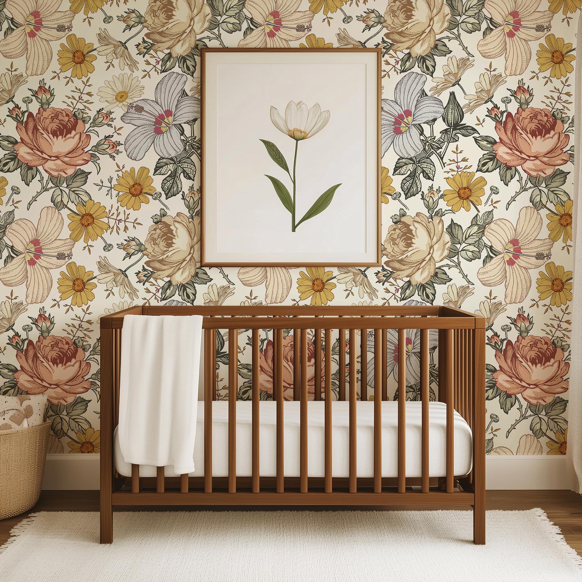 Madelyn Flowers Wallpaper, Removable Peel and Stick Wallpaper