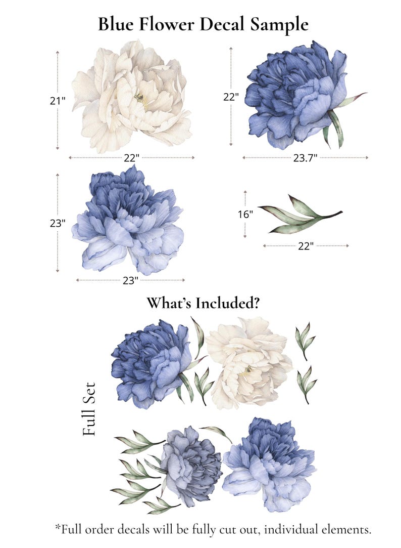 Blue Flower , Decals For Boys, Baby Boy Decor, Blue Flower Decor, Nursery Wall Decals, Kids Wall Decals, Flower Decals , Kids decals image 3