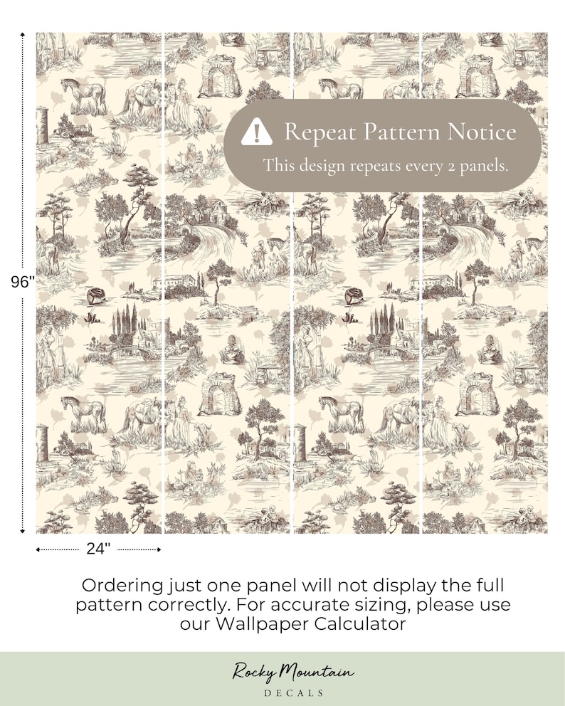 Toile de Jouy, abziehen und aufkleben, Tapete, französisches Dekor, personalisiertes Dekor Bild 11