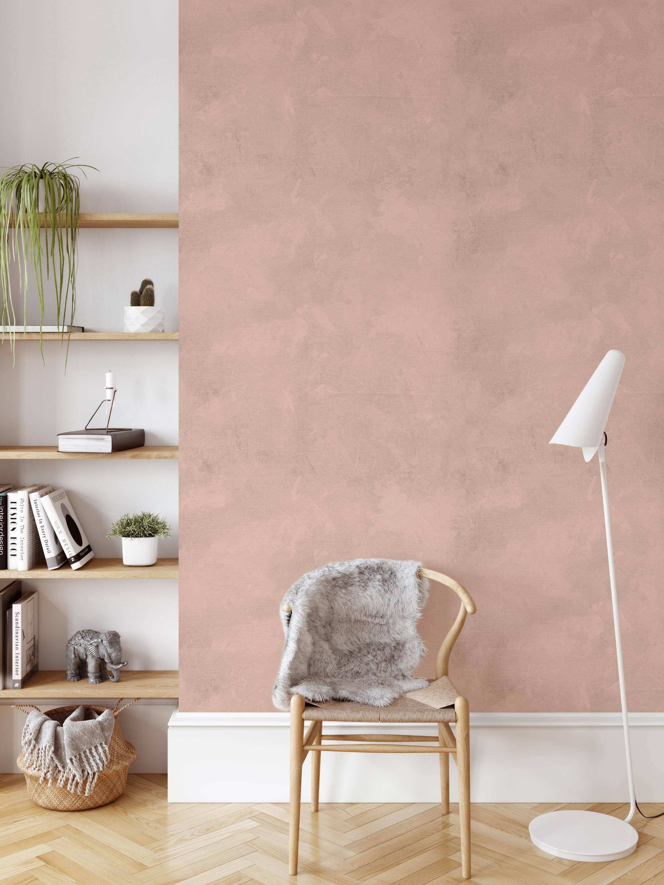 Pink Limewssh Pink Limewash Wallpaper, Paint Textured Wallpaper, Dusty Rose Decor ...