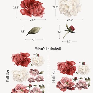 Large Flower Wall Mural | Peel and Stick Wallpaper | Self Adhesive Wall Mural | Removable Wall Paper | Girls Room Decal | Peony Wallpaper image 5