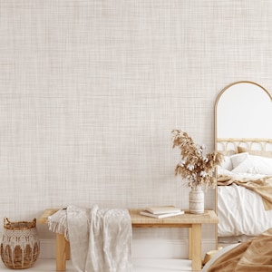Faux Grasscloth Wallpaper, Peel and stick wallpaper, Non pasted traditional wallpaper, minimalist home decor, natural wallpaper