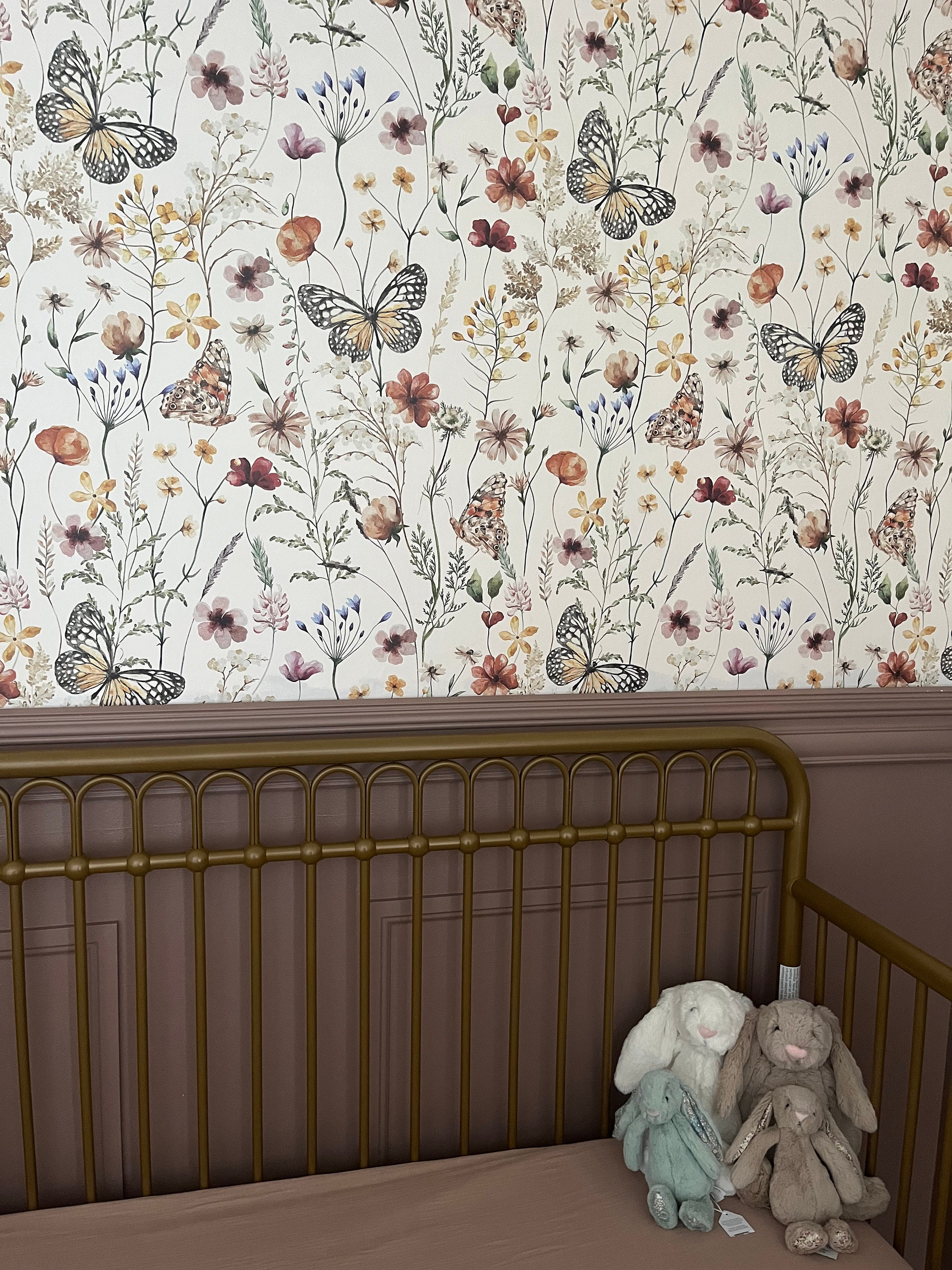 Whimsical Butterfly & Floral Peel and Stick Wallpaper - Handmade ...