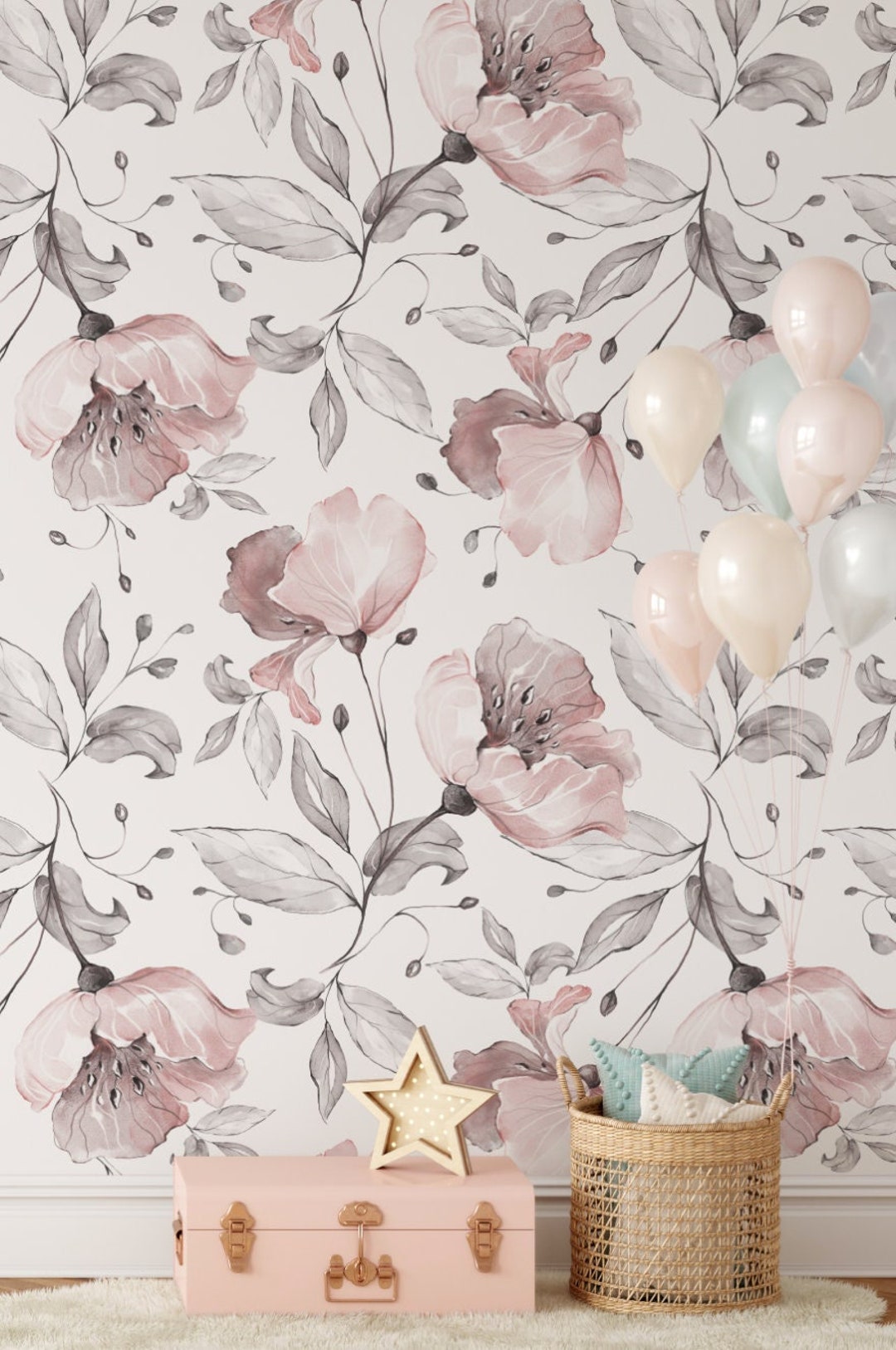Once Upon A Flower Peel and Stick. Removable Wallpaper. Woven. Self ...