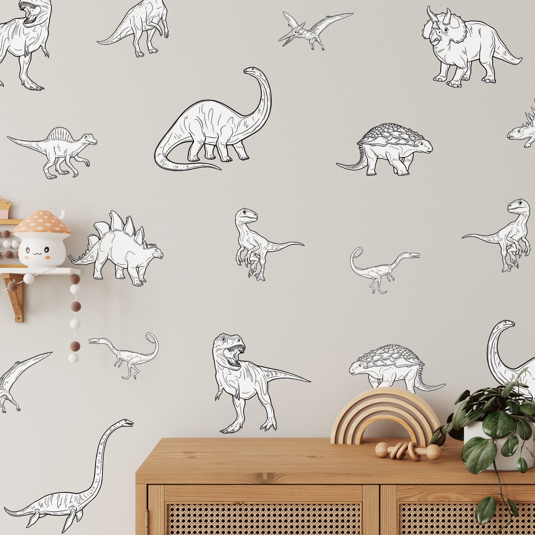 Dinosaur Decals / Trex Dino Decor / Removable Dinosaurs / Boy Room