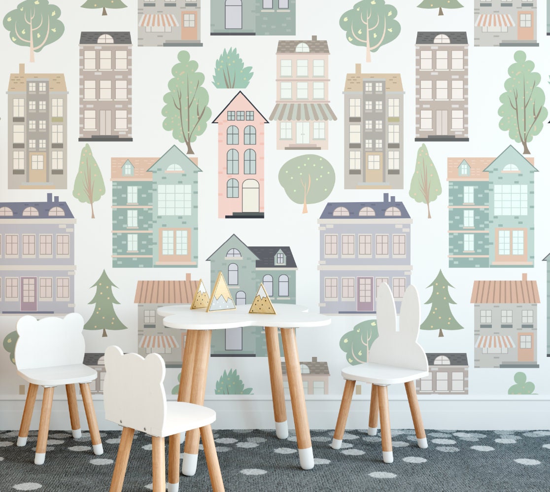 European Houses Wallpaper Removable Wallpaper Peel And Stick Etsy 日本