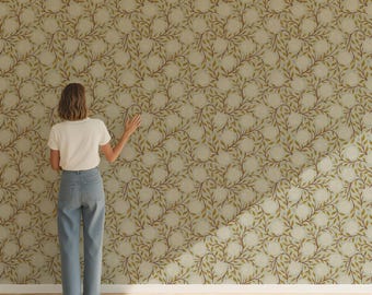 Mint Thicket Wallpaper, Mint Green Floral Wallpaper, Cottage Botanical Wallpaper, Vintage Floral Wallpaper, Nursery Decor