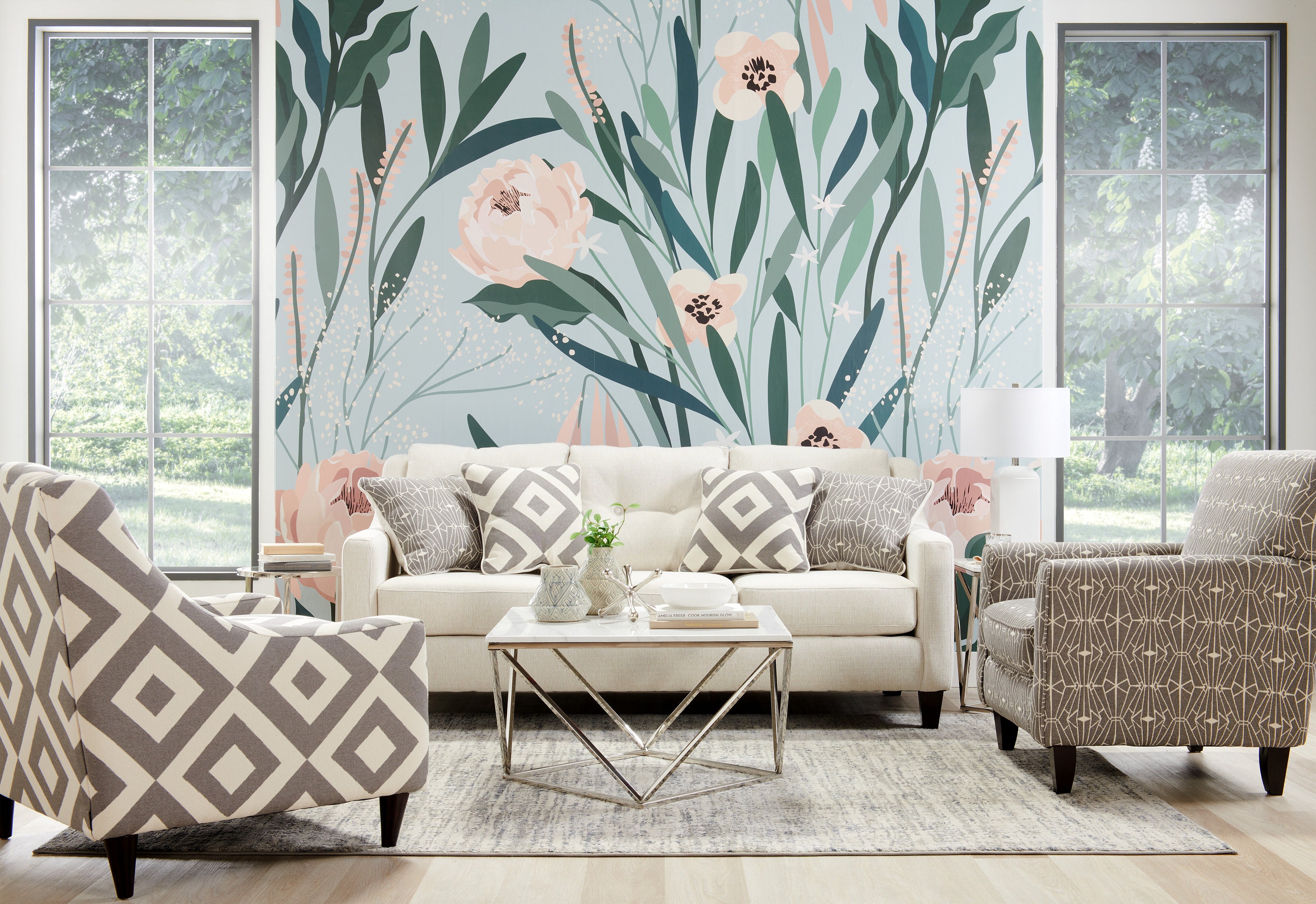 Large Floral Mural Wallpaper. Watercolor Floral. Peel and Etsy