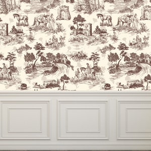 Toile de Jouy Tapete, wiederablösbare Tapete, Tapete für Wände, Tapete, Tapeten, Badezimmer Tapete, Vintage Wand