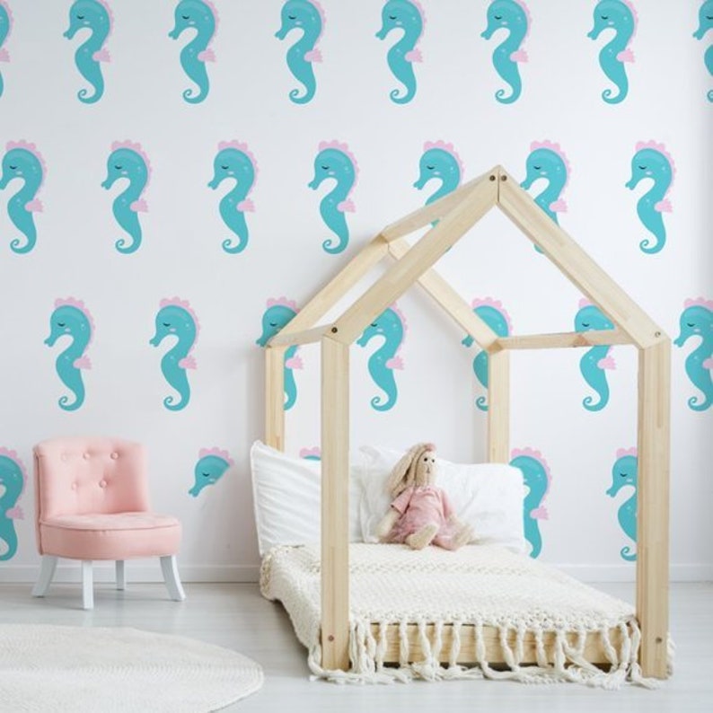 Seahorses Girls Wall Decal Kids Wall Decal Underwater world sea life Wall decal Wall Sticker- Large Kids Wall Decals Seahorse