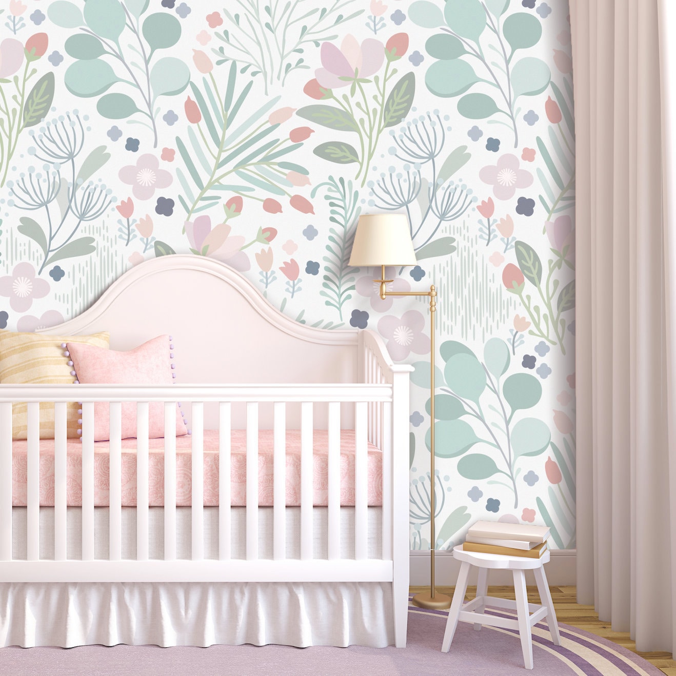 Traume In Pastell Tapete Florale Tapete Mint Dekor Etsy