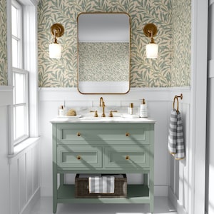 Willow Green Wallpaper - Watercolor - Best - Spring Wallpaper Printed Removable Self Adhesive Wallpaper Roll by Rocky Mountain Decals