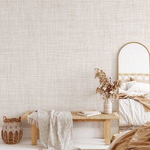 Seagrass Removable Wallpaper, Natural Removable Wallpaper, Linen Removable Wallpaper, Texture Peel and Stick Wallpaper, Neutral Texture Wall image 1