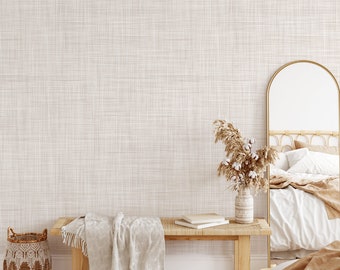 Faux Seagrass Removable Wallpaper, Natural Removable Wallpaper, Linen Removable Wallpaper, Peel and Stick Wallpaper, Neutral Texture Wall