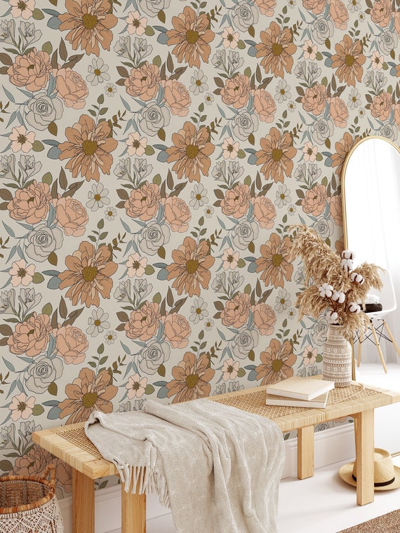 Ditsy Floral Wallpaper, Removable Peel and Stick Wallpaper