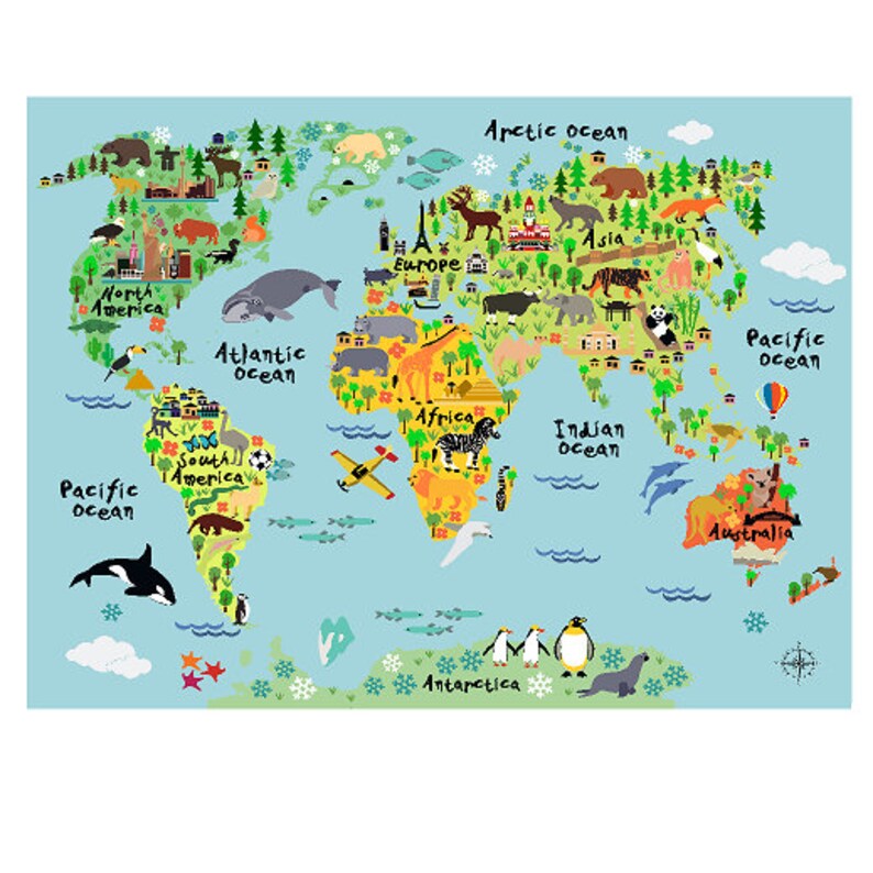 world map decal countries of the world map kids country etsy