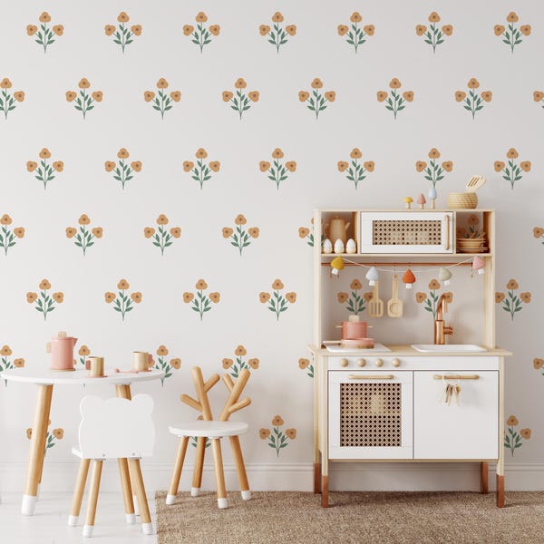 Sweet Sprig Flower Decals, Minimal Floral Wall Stickers, Nursery Wall Decor, Kids Room Flowers, Neutral Botanical Decals