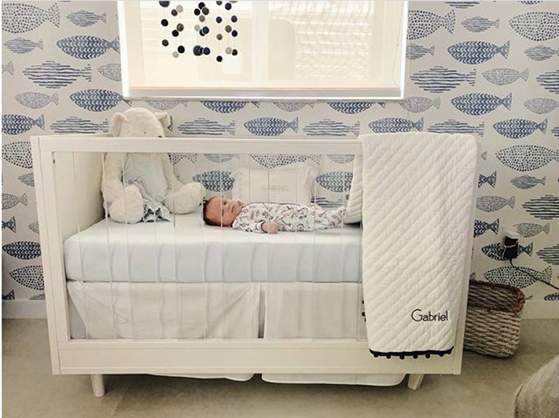 Blue Fish Removable Wallpaper Beach Wall Decor Cabin Etsy