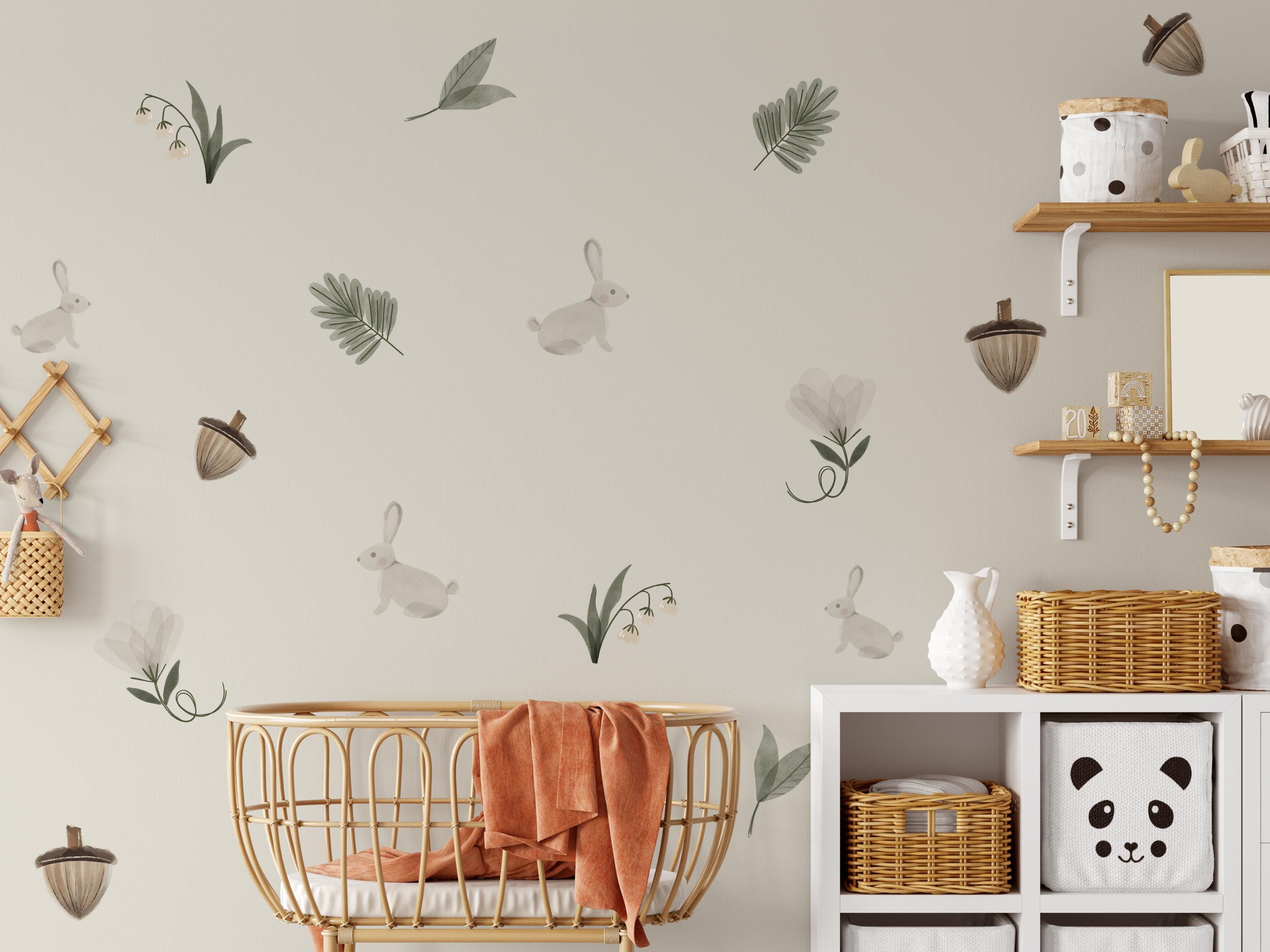 Enchanted Rabbit Wall Decals – Woodland Bunny Wall Stickers, Removable ...