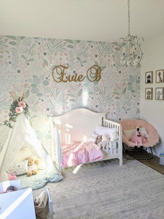 Traume In Pastell Tapete Florale Tapete Mint Dekor Etsy