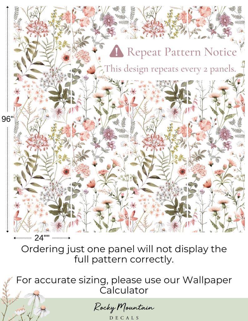 Big Floral Watercolor Wildflower Peel & Stick Wallpaper - Vibrant, Removable, Eco-Friendly Floral Wall Decor, Rental Friendly Decor image 5