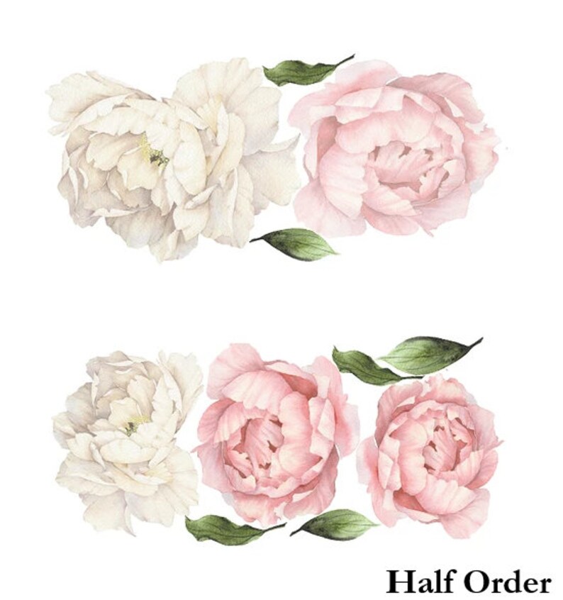 Peony Flower Wall Decals/ Nursery Decals/ Floral Decals/ Etsy