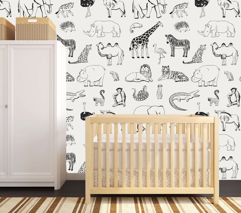 Safari Nursery Decor Animal Nursery Wallpaper Quote Nursery Etsy