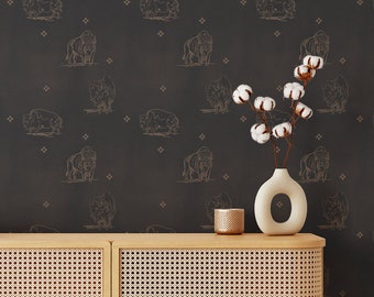Buffalo Wallpaper. Wallpaper. Wallpapers. Custom Wallpaper. Removable wallpaper. Bison. Wall paper. Peel and stick on wallpaper. Western